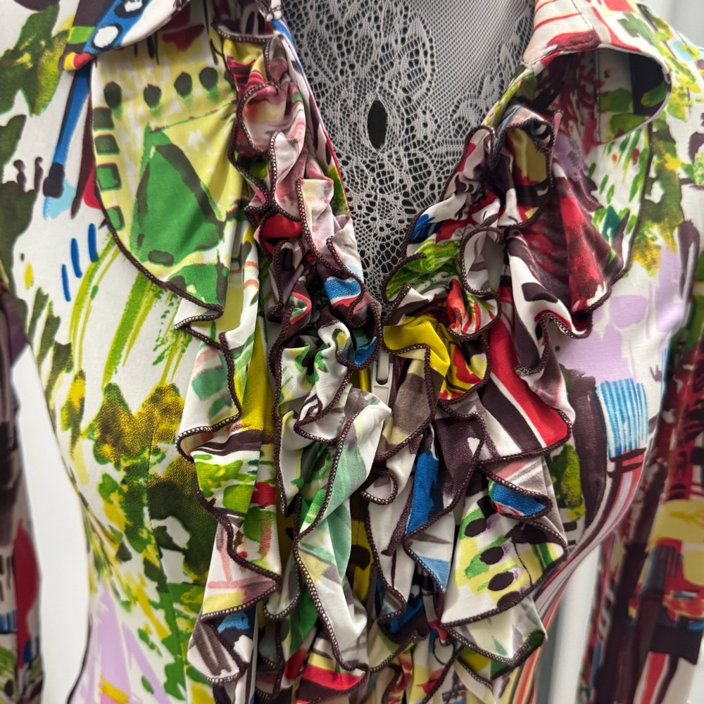Vibrant Multicolor Ruffled Blouse - Picture 6 of 12